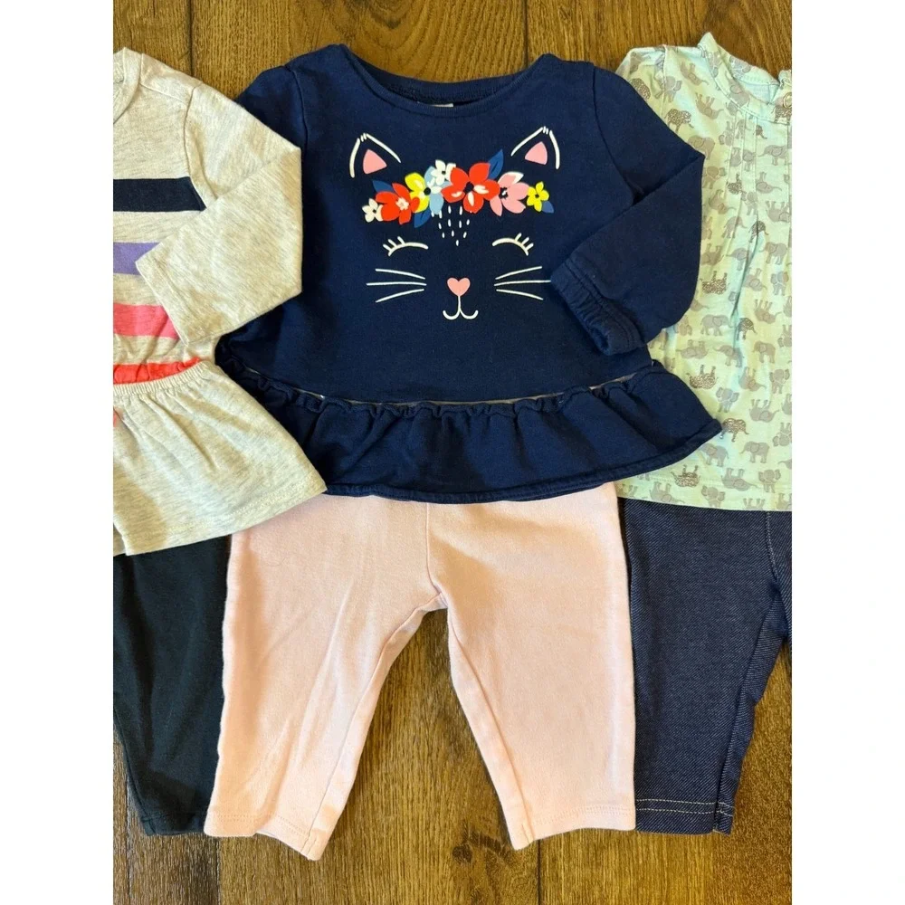 Baby Girl Outfits 6 Months Long Sleeved Shirts Pants Leggings Clothes Ruffle Lot - Picture 3 of 14